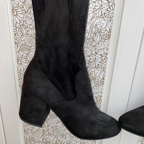 Black suede thigh high boots - Picture 2 of 5